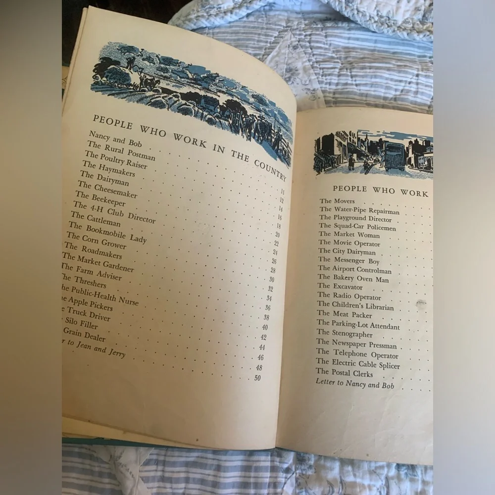 Vintage 1943 People Who Work in the Country and in the City Book Illustrated kid